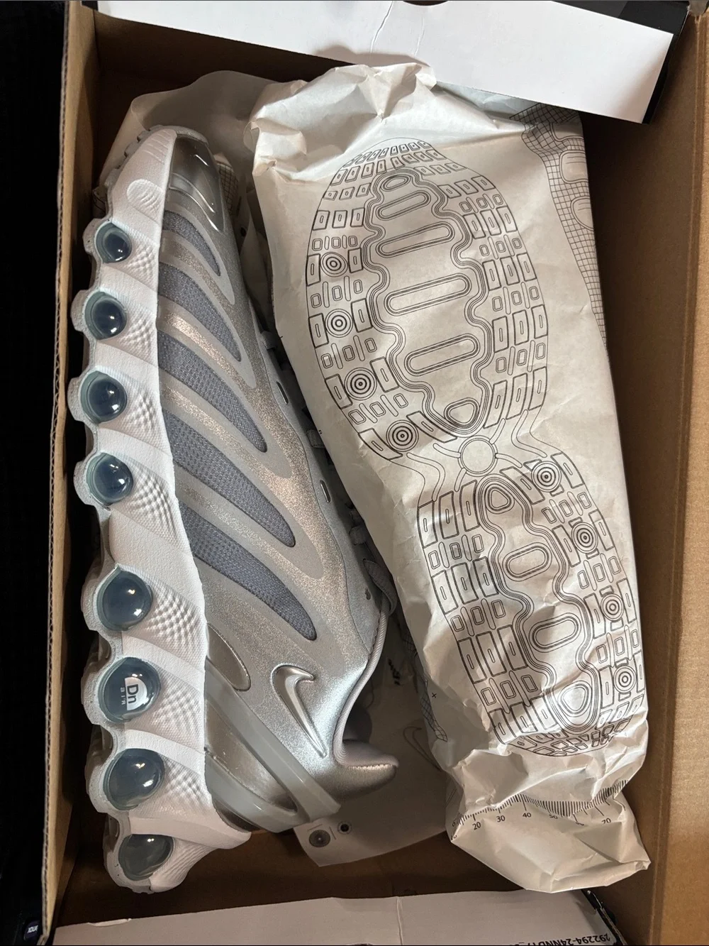 Nike Silver and Gray Running Shoes with Air Pod Sole